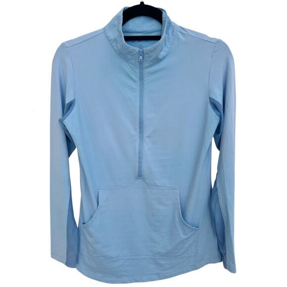 Ibkul Womens Sz S 1/2 Zip Blue Long Slv Pullover Top Mock Mesh Icefil Golf - Picture 1 of 6